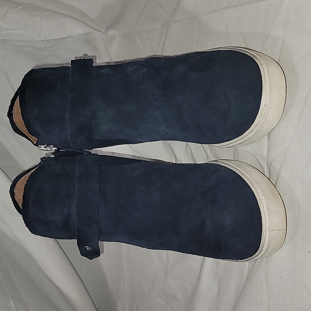 Linea Paolo Wedge Sneaker Navy Felicia Platform Shoes Bootie Suede Size 8 M - Picture 2 of 9